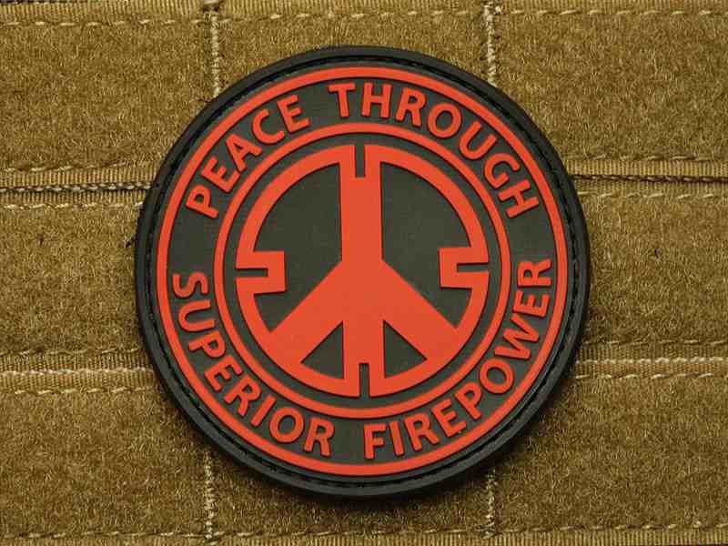 JTG - Naszywka 3D - Peace Through Superior Firepower - czerwony