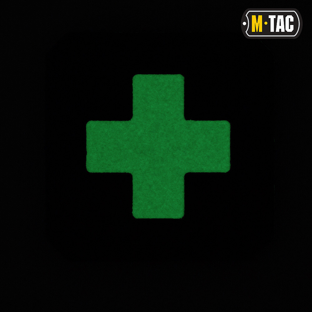 M-Tac - Naszywka Medic Cross - czarna/świecąca