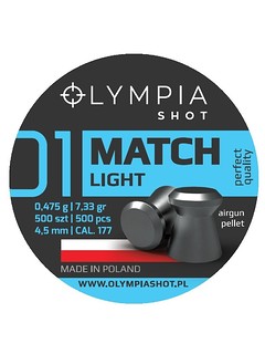 OLYMPIA - Śrut MATCH płaski LIGHT 500szt