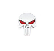 SMT - Metalowa Naklejka 3D - Czaszka Punisher - Silver/Red