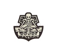 JTG - Naszywka 3D Ghost Ship Skull Rubber Patch - Świecąca 