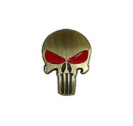 SMT - Metalowa Naklejka 3D - Czaszka Punisher - Brązowy/Czerwony