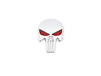 SMT - Metalowa Naklejka 3D - Czaszka Punisher - Silver/Red